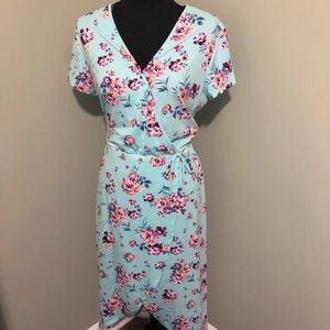 SURPLICE floral midi dress